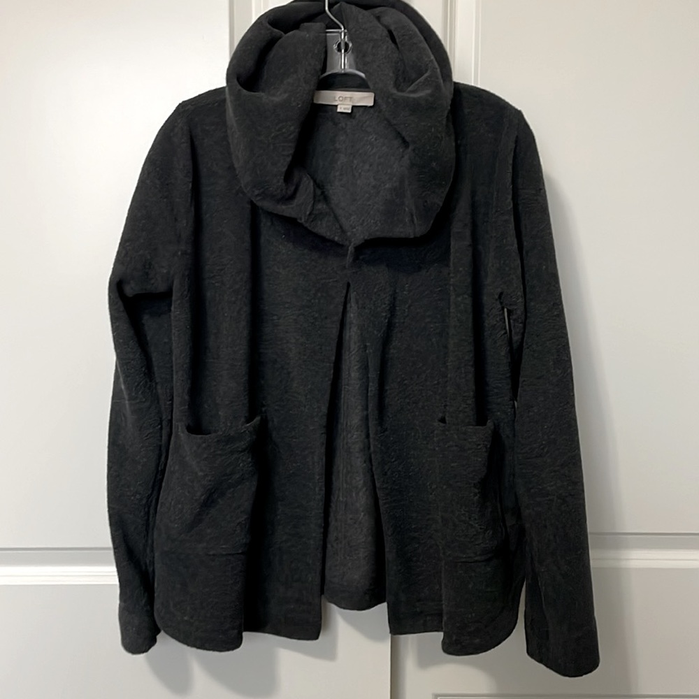 LOFT Hooded Open Front Long Sleeve Cozy Soft Sweater/Coat Small